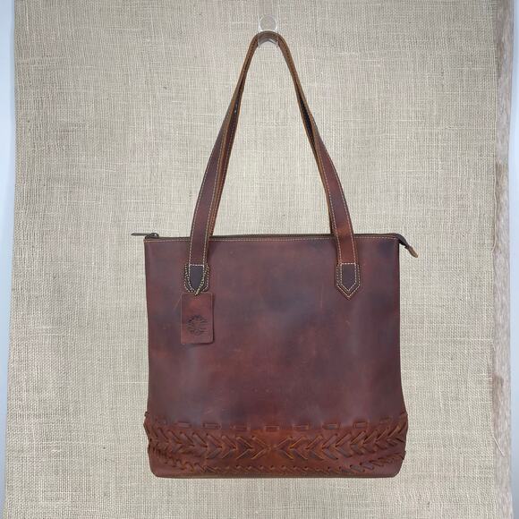 Tree Of Life Est. 2012 Logo Woven Leather Detail Large Tote Large Shoulder Bag - Picture 4 of 7